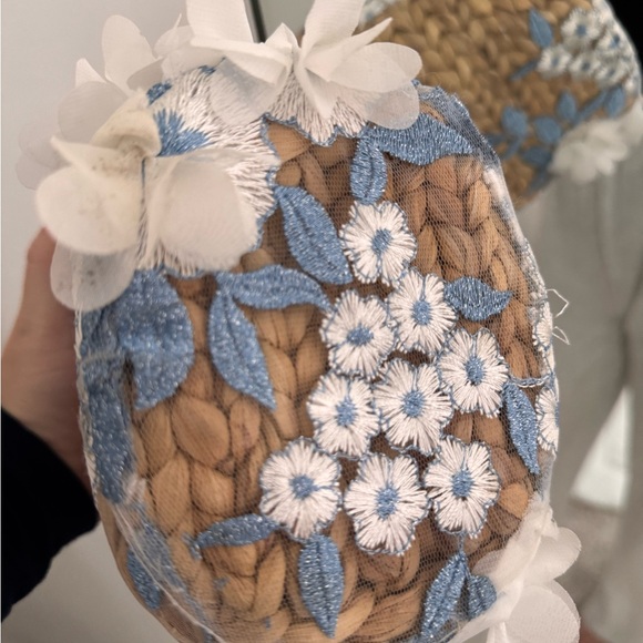 🌸Woven Floral Handbag - Blue and Tan - Picture 7 of 10